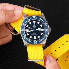 TACTICAL FROG - Correa de reloj de nailon de 18 mm, 19 mm, 20 mm, 22 mm, 24 mm, correas de reloj militares impermeables de repuesto para hombres y mujeres, con hebilla de acero inoxidable - Negro Amarillo - Ver 5