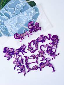 12 Zodiac Constellations Keychain Silicone Mold, DIY Creative Animal Star Sign UV Epoxy Resin Casting Mold With Holes, Gift For Woman,Friend Gifts - Silicone Mold - View 6