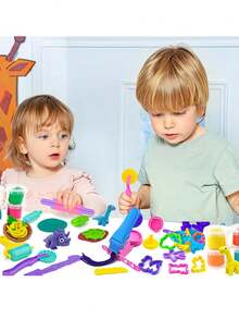 22pcs Kids Play Dough Tool Set - Macaron Color Play Dough Toys With Animal Shaped Molds, Suitable For 3-8 Years Old Children (Random Color) - Multicolor - View 6