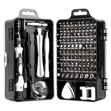 115合1精密螺丝刀套装，配备磁性维修工具，防滑人体工学手柄设计，适用于智能手机、笔记本电脑、手表和其他电子产品。采用铬钒钢材质，具有防震功能，包含六角形、五角形、十字形等20多种不同形状（随机发货）。 - 黑色 - 查看 1