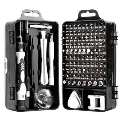 Set Obeng Presisi 115-in-1 dengan Alat Perbaikan Magnetik, Desain Pegangan Ergonomis Anti-Selip, Cocok untuk Smartphone, Laptop, Jam Tangan, dan Elektronik Lainnya. Terbuat dari Baja Krom Vanadium dengan Fungsi Anti-Guncangan, Termasuk Lebih dari 20 Bentuk Berbeda seperti Segi Enam, Segi Lima, dan Silang (Gaya Acak Dikirim)