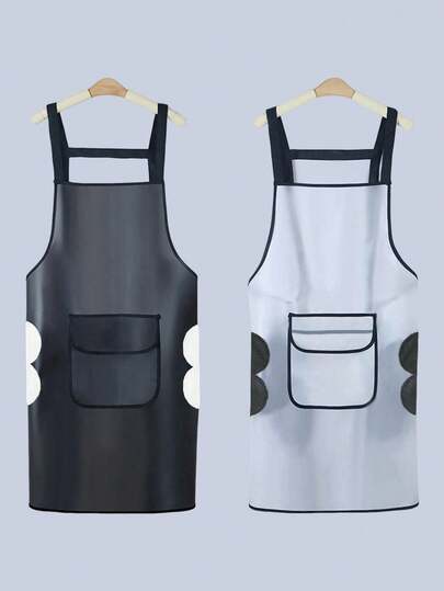 可调节TPU防水防油围裙，带口袋 - 男女通用，透明，易清洁，时尚，适合烹饪、烧烤，简约纯色，家居、厨房、浴室、家庭用品和美发造型。