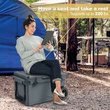 COSTWAY 75 Qt Portable Cooler Roto Molded Ice Chest Insulated 5-7 Days With Wheels Handle Charcoal/Tan - Charcoal - View 1