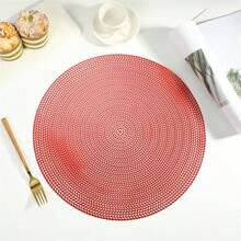 6 Piezas/8 Piezas Manteles de mesa de comedor de PVC antideslizantes e impermeables, con aislamiento. Disponibles en colores dorado, plateado, rosa y rojo. Manteles de estilo occidental para hoteles/restaurantes, redondos y lavables a máquina. Protegen las superficies y son adecuados para usar en bodas, fiestas de Navidad, reuniones y para decorar comedores en cocinas del hogar.
