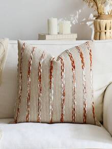 1 buc/2 buc Camel Base + Portocaliu + Fildeș cu dungi (Inserția nu este inclusă) Față de pernă cu dungi groase 3D, Față de pernă din chenilă cu model boem Farmhouse, Șemătură de pernă în culori neutre pentru canapea, pat, dormitor, sufragerie, petrecere, decor, toate anotimpurile - Bază de cămilă + portocaliu - Vizualizare 14