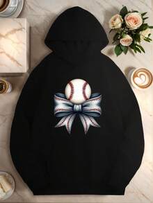 Item Picture Womens Casual Hoodie With White Baseball Red Stitching (2) - 黑色 - 查看 1