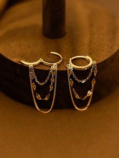 Tsnamer 1 Pair Elegant Chain Earrings, Suitable For Women And Girls, Fashionable For Daily Wear, Great Gift For Her