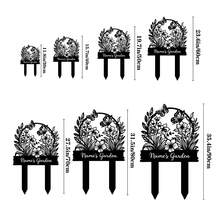 1pc Metal Garden Sign, Customized Garden Nameplate, Personalized Floral Sign, Lawn Sign, Yard Sign, Gardening Decor, Grandparent Gift - Black - View 10