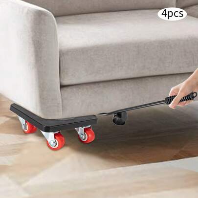 Heavy-Duty Furniture Moving Wheels Dolly – 881LBS Load-Bearing 360° Rotating Mover, PVC/PP/Steel Pipe Material, 4-Roller Anti-Slip Design, Ergonomic Handle For Beds/Washers/Refrigerators, Ideal For Home/Warehouse/Factory/Construction Site