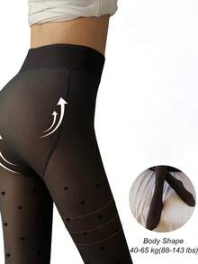 220g/80g No Velvet Plus Size Tights, Thermal Lined, Thick Opaque Pantyhose For Casual Everyday Wear, Autumn/Winter, Cozy