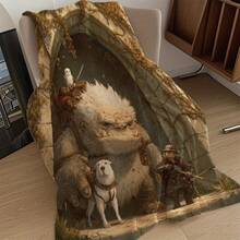 []One Piece Labyrinth Partner Combination Printed Flannel Blanket Flannel Fabric Soft And Warm Blanket For Living Room And Bedroom Home Decoration Travel - 彩色 - 查看 9