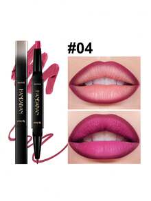 HANDAIYAN 2-In-1 Dual-Ended Lipstick & Lip Liner, Natural Long-Lasting Matte Finish, Great Gift For Singles Party, Christmas, Winter Camping, Portable Cosmetics - 04 - 查看 1