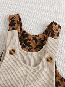 2 Stück Baby Jungen Lässige Modische Cord-Latzhosen mit Bär Stickerei Dekoration, Bequem für den Herbst - Verschiedenfarbig - Übersicht 4