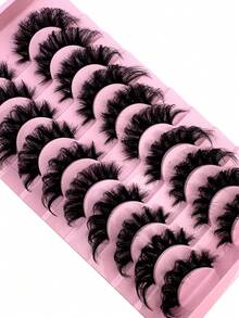 10 Pairs DD Curl Russian Strip Lashes Fluffy Cat Eye Lashes Volume False Eyelashes DD Curl Dramatic Messy Faux Mink Fake Lashes Make Up - 俄羅斯條狀假睫毛 - View 5