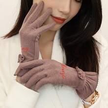 1 Pair Winter Warm Gloves, Bowknot Design, Suitable For Women & Men, Windproof & Insulated, Fit For Cycling, Driving, Party, Work, School, Home, Running, Hiking, Outdoor Sports, Christmas Gift, Comfortable Fabric, Non-Slip, Touchscreen Capable - Multicolor - View 5