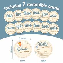 Bộ 7 món đánh dấu cột mốc phát triển hàng tháng 3D cho bé, bao gồm biển báo "Xin chào thế giới" cho trẻ sơ sinh, đĩa thông báo tuổi của bé, thẻ ảnh đánh dấu cột mốc bằng gỗ, màu xanh lam nhạt, từ 1-12 tháng, thích hợp làm quà tặng tiết lộ giới tính cho trẻ sơ sinh. - Màu gỗ - Xem 3