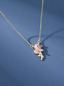 1pc S925 Sterling Silver Minimalist Cute Floral Bouquet & Butterfly Necklace For Women - Bouquet - View 7