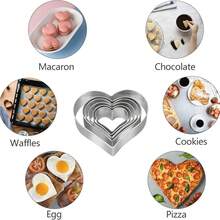 Juego de 5 cortadores de galletas con forma de corazón, cortadores de galletas pequeños de acero inoxidable, para hornear galletas, fondant, verduras y frutas con forma de amor, adecuados para el Día de San Valentín, bodas y fiestas de cumpleaños - Plateado - Ver 6