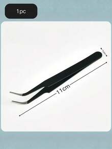 1/2pcs Stainless Steel Black Anti-Static Thickened Angled Tweezers, Handmade DIY Planner & Nail Art Specialized Tool, Precise Grip Anti-Slip Durable Multi-Functional Handicraft Auxiliary Tool, Practical - Black - View 4