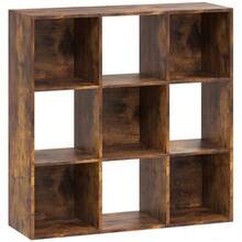 9-Cube Storage Unit | 3-Tier Cube Shelf Rustic Brown | Particle Board Bookcase | Home Office Organizer - Default - View 2