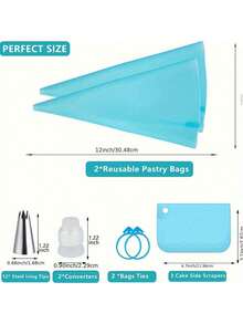 21 piezas Juego de herramientas de decoración de pasteles de acero inoxidable - Boquillas de tubería de glaseado, bolsas de pastelería, acopladores y espátula de glaseado - Herramientas de hornear multiusos adecuadas para Navidad, Halloween, Acción de Gracias, Regreso a la escuela - Multicolor - Ver 3