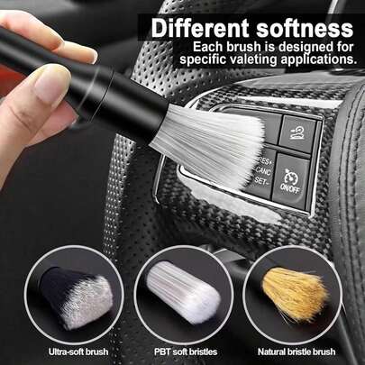 1 Set Car Detailing Brushes, Multi-Purpose Car Detailing Brushes, Boar Hair Detailing Brushes, Car Cleaning Tools For Cleaning Dashboard, Vents, Car Interior, Wheels, Emblems
