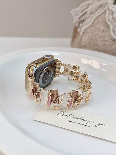 1条女士女孩油画不规则彩色几何方块弹力表带，兼容苹果手表表带系列11/10/9/8/7/6/5/4/3/2/1，尺寸38mm/40mm/41mm/42mm/44mm/45mm/46mm/49mm，适用于Ultra 1/2/3/SE，可替换原装表带，是送给女友、朋友和家人的新年、圣诞节、情人节、生日和母亲节的最佳礼物（仅含表带）。