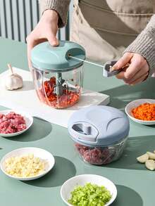 1pc Manual Food Processor, Portable Hand-Pull Garlic Onion Chopper, Rope-Style Vegetable Chopper, Can Be Used To Chop Ginger, Chili, Vegetables, Fruits, Nuts, Herbs, Also Can Be Used As Manual Meat Grinder, Rotary Onion Mincer, Vegetable Chopper, Creative Fruit Grinder, Meat Grinder, Portable Hand-Pull Meat Grinder, Pull-Cord Style Manual Food Processor, Suitable For Home/Restaurant Kitchen - Multicolor - View 2