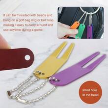 1 pieza Reparador de hoyos liso, hecho de aleación de aluminio ligero, herramienta portátil para reparar marcas de golpe en el campo de golf - Multicolor - Ver 3