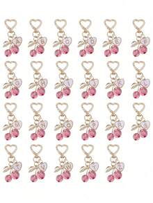 Hochwertiger modischer süßer Kirsche Gold Schmetterling Taschenanhänger - Kirsche Schlüsselanhänger stilvoller Rucksack Anhänger Dekoration, Schlüsselanhänger, Taschenanhänger Legierung Anhänger A-Z Buchstabe, Kopfhörer Anhänger, Auto Anhänger, Dekorativer Anhänger, Kirsche Schlüsselanhänger, Taschenzubehör, mit Taschenklemme, glänzendes Harz und Metall Accessoires, geeignet für Frauen Geldbörse und Tasche, Rucksack Zubehör - Verschiedenfarbig - Übersicht 3