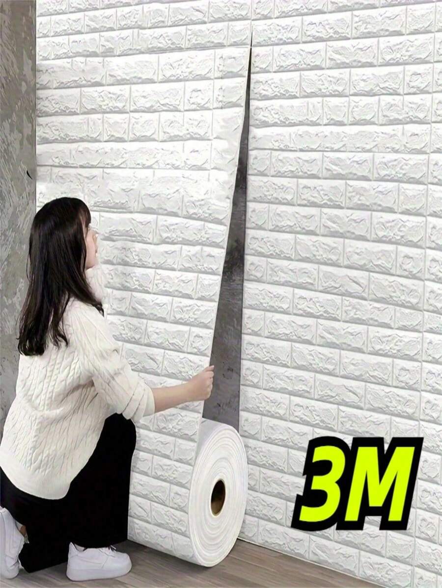 1pc Brick Pattern Wall Sticker - Waterproof, Easy To Apply And Remove, Freely Cuttable - Suitable For Kitchen, Living Room, Bathroom, Hallway Decor, Fashionable Home Decor