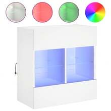 vidaXL Wand-TV-Möbel mit LED-Beleuchtung, weiß, 58,5 x 30 x 60,5 cm - Kamelfarben - Übersicht 11