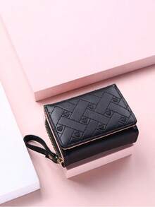 FONMOR Heart Embroidery Fold Over Lightweight Zipper Cash ID Card Coin Pocket Small Pocket Wallet Minimalist Fashion Modern Business Anniversary On Valentine Day Birthday Couple Women Girls Lady Female Anniversary Birthday Wallet Woman Card Wallet Women Teacher Gifts Girlfriend Women Gifts Present Heart Wristlet Wallet Women Wallet Purse Wallet Small Wallet - 粉色 - 查看 1
