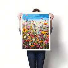 1 Stück buntes florales DIY Digital-Ölmalerei-Set, Ölmalerei-Set mit 3 Pinseln und Acrylfarben, für Schlafzimmerdekoration und Wanddekoration, einfach und Lustig zu malen, erfülle deinen Künstlertraum, perfektes Geschenk für Freunde, 40*50CM - Verschiedenfarbig - Übersicht 4