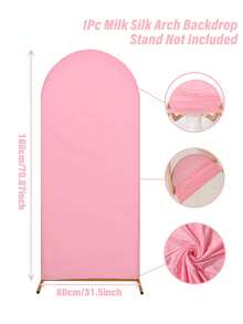 1pc 80*180cm Elastic Arch Backdrop Cover, Beige/Ivory/Light Pink Party Backdrop Cloth, Wedding Arch Cover, Wedding Party Arch Cloth Panel, Backdrop Decor, Suitable For Birthday, Party, Bridal Shower, Gender Reveal, Garden Outdoor Ceremony, Holiday Gift, Back To School, Washable And Reusable (Arch Stand Not Included) - Multicolor - View 17