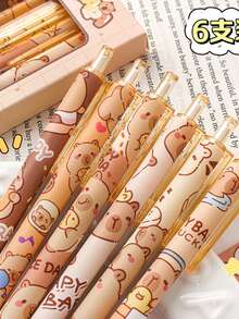 6pcs Erasable Gel Pens, Suitable For Office Supplies, School Supplies, Back To School Gifts, Random Style - Black - View 6