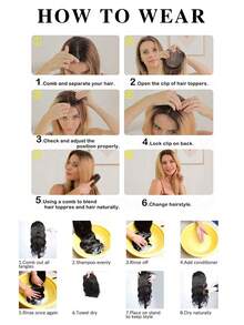 Tapa-Ralos para Cabelos Finos 16 polegadas Peças de Cabelo para Mulheres Tapa-Ralo Adicionando Volume Extra de Cabelo, Peça de Cabelo Preto Natural Liso Super Macio para Uso Diário