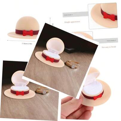 Veemoon 2pcs Hat Ring Box For Women Cap Storage Box Velvet Lined Hat Case Lid Ring Storage Jewelry Display Holder Portable Vintage Wedding