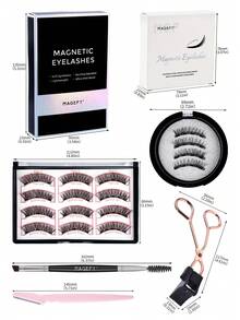 MAGEFY 4 Pares de Conjunto de Cílios Postiços Magnéticos - Cílios Reutilizáveis de Aparência Natural, Inclui Clipes Magnéticos, Pinça para Cílios, Aparador de Sobrancelhas, Cílios Falsos de Vison de 8-12mm, Adequado para Uso Diário, À Prova d'Água, Sem Necessidade de Cola, Estilo Cartoon, Designs de Cauda Pontuda Mistos, Alongam os Olhos, Delicado para Uso Diário, Essencial para Viagens. (Seja Paciente e Tente Algumas Vezes para o Primeiro Uso), O Comprimento dos Cílios Pode Ser Aparado - Cílios naturais - Visão 4