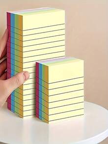 100-Page Four-Color Lined Sticky Notes - Cute And Creative Sticky Notebook - Student Tear-Off Guestbook, Mini Lined Blank Notebook, Tear-Off Notebook, Self-Adhesive Sticky Note Set, Cute And High-Performance Mini Notebook, Portable Notebook - Multicolor - View 3