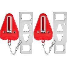 FELIN cerradura de puerta portatil, cerraduras  para viajes se adaptan a todo tipo de puertas y aumentan la  su estancia, ideal para hoteles, B&B, hogares, pisos,casas - Rojo - Ver 1