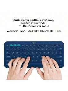 Logitech K380 Wireless Keyboard: Long Battery Life, Plug And Play, Ergonomic Design, Compatible With Tablets, Laptops, And Mobile Phones, Lightweight And Portable. - Blue - View 3