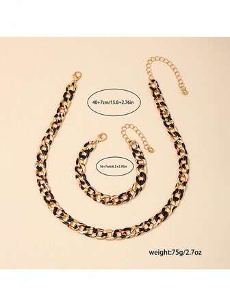 1件时尚复古金属豹纹心形项链，适合时尚女性