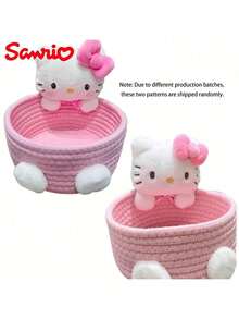 Sanrio 三丽鸥 Hello Kitty 可爱收纳篮（1 件装），可爱化妆品和玩具收纳盒，卧室装饰，生日礼物，粉色 - 彩色 - 查看 8
