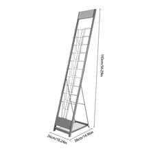 10 Tier Metal Magazine Rack Foldable Literature Stand Magazine Holder For Brochures Display Office Library - Grey - View 2