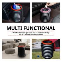 4L Foldable Car Trash Can, Waterproof And Leak-Proof. Car Hanging Expandable Storage Box With Hook And Loop Anti-Slip Multifunctional Garbage Can - Black - View 11