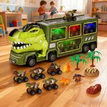 Dinosaur Toy Car Combination Set,Dinosaur Transport Car For Boys Include 8 Dino Figures,Dinosaur Eggs & Activity Mat, Cars Toys With Lights And Sound,Vehicle Toy Transportation Parts,Suitable For Truck Toys Gifts,Kids Toys,Toys For Boys,Holiday Birthday Gifts For Boys & Girls,Holiday & Back To School Gift - Green - View 10