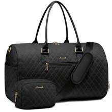 LOVEVOOK Travel Duffle Bag Weekender Bag For Women With Toiletry Bag Carry On Overnight Bag With Shoe Compartment Gym Duffel Bag With Wet Pocket Mommy Hospital Bags For Labor And Delivery - Black - View 1