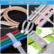 600PCS Cinchos de Plastico, Bridas de Plastico Autobloqueantes-10/12/15/20/25/30cm, Ancho 3.6mm-Organizador de Cables Cintillos Plástico Superduraderos para Oficina, Hogar, Exteriores(Blanco) - Blanco - Ver 12