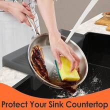 Protector de borde de fregadero para fregadero de cocina, protector de salpicaduras de fregadero de silicona para cocina y baño, protege la encimera de arañazos, manchas, salpicaduras, protector de - Gris - Ver 6